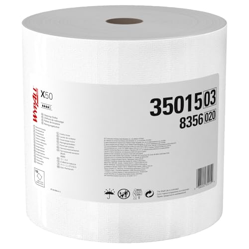 WypAll X50 Tücher 8356 – 1 Großrolle mit 1.100 weißen, 1-lagigen Tüchern von Wypall