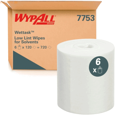 Wypall Reinigungstücher Wettask 15x30,5cm weiß VE=6 Rollen von Wypall