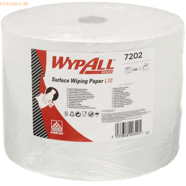 Wypall Wischtücher Wypall L10 Extra+ 1-lagig 38x24cm Großrolle weiß von Wypall