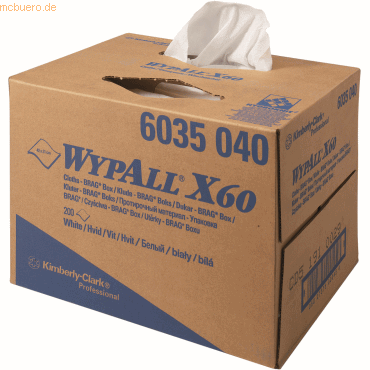 Wypall Wischtücher Wypall X60 1-lagig 42,6x31,7cm Bragbox weiß Wypall Wischtücher Wypall X60 1-lagig 42,6x31,7cm Bragbox weiß von Wypall
