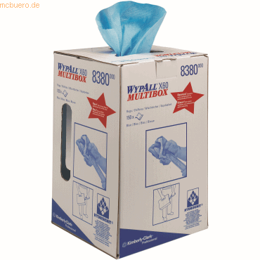 Wypall Wischtücher Wypall X60 1-lagig 42x24,5cm Multibox hellblau von Wypall