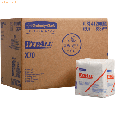 Wypall Wischtücher Wypall X70 1-lagig 31x42cm viertelgefaltet weiß Wypall Wischtücher Wypall X70 1-lagig 31x42cm viertelgefaltet weiß von Wypall