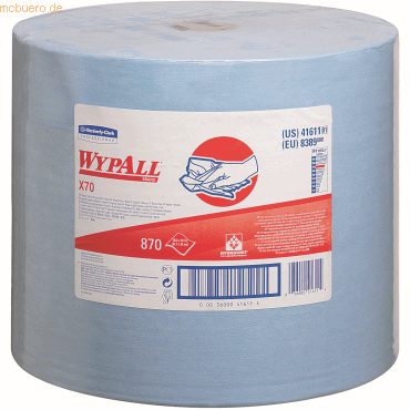 Wypall Wischtücher Wypall X70 1-lagig 34x31,5cm Großrolle blau von Wypall