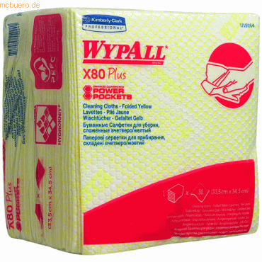 Wypall Wischtücher Wypall X80 plus 1-lagig 35x34cm 1/4-Falz gelb von Wypall