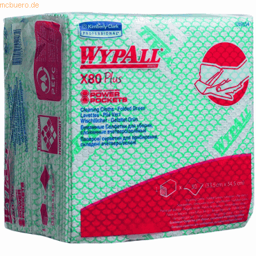 Wypall Wischtücher Wypall X80 plus 1-lagig 35x34cm 1/4-Falz grün von Wypall