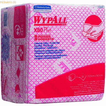 Wypall Wischtücher Wypall X80 plus 1-lagig 35x34cm 1/4-Falz rot von Wypall