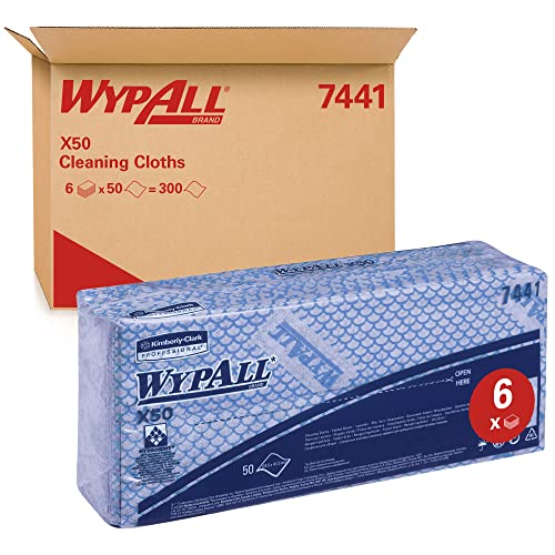 Wypall X50 Farbkodierte Reinigungstücher 7441 – Blaue Wischtücher – 1 Packung x 50 zusammengefaltete farbcodierte Tücher von Wypall