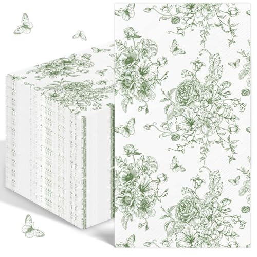 50 Stück Salbeigrüne Grün Servietten, Servietten Eukalyptus Grün, Grün Cocktailservietten, Einweg-Papier für Geburtstage, Sommer, Hochzeit, Abendessen, Taufe, Brautjubiläum Party von Wzczf