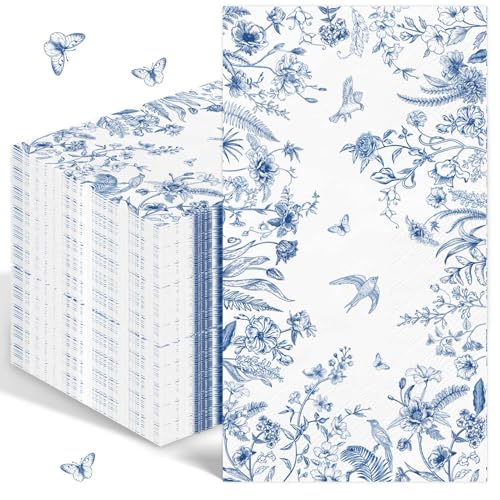Servietten Blaue Blumen, Blaue Floral Servietten Dekoration, Vintage-Blume, Einweg-Servietten, blaue und weiße servietten, Perfekt für Geburtstage, Partys, Hochzeiten, Kommunion und Feiern Servietten Blaue Blumen, Blaue Floral Servietten Dekoration, Vintage-Blume, Einweg-Servietten, blaue und weiße servietten, Perfekt für Geburtstage, Partys, Hochzeiten, Kommunion und Feiern von Wzczf
