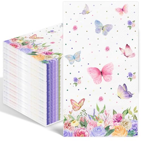 50 Stück Servietten Schmetterling, Servietten Blumen, Servietten Geburtstag, Frühling Servietten, Einweg-Getränke Servietten, Hellrosa Dessert Servietten für Geburtstage, Hochzeiten, Babypartys 50 Stück Servietten Schmetterling, Servietten Blumen, Servietten Geburtstag, Frühling Servietten, Einweg-Getränke Servietten, Hellrosa Dessert Servietten für Geburtstage, Hochzeiten, Babypartys von Wzczf