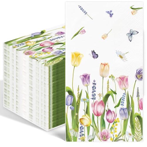 50 Stück Servietten Tulpe, Servietten Blumen, Frühling Servietten, Einweg-Getränkeservietten, Hellrosa Dessertservietten für Geburtstage, Babypartys 50 Stück Servietten Tulpe, Servietten Blumen, Frühling Servietten, Einweg-Getränkeservietten, Hellrosa Dessertservietten für Geburtstage, Babypartys von Wzczf
