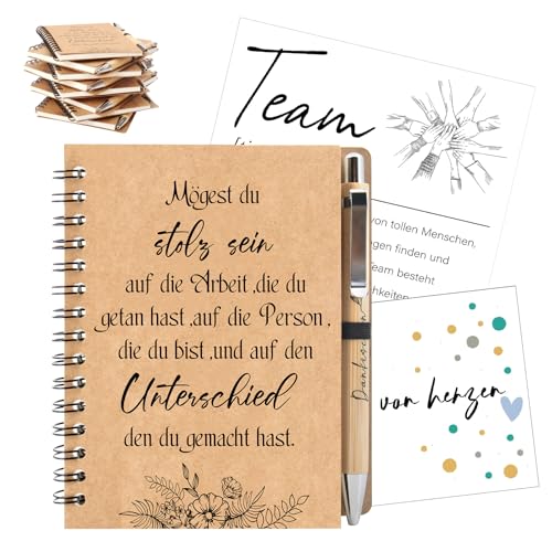 Wzczf 8 Sests Dankeschön Geschenk für Lehrer Kollegen Inspirierend Spirale Notizblock Kugelschreiber aus Holz Liniert Notizbuch Abschiedsgeschenk(Mögest du stolz Sein auf die Arbeit) von Wzczf