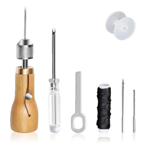Wzhtuzi Leder Nähset, Leder-Nähwerkzeug-Set, mit Gewachstem Faden und Gebogenen Nadeln - Set für DIY Handwerk, Inklusive Eingebauter Spule und Schraubendreher - Leder Werkzeug Set Wzhtuzi Leder Nähset, Leder-Nähwerkzeug-Set, mit Gewachstem Faden und Gebogenen Nadeln - Set für DIY Handwerk, Inklusive Eingebauter Spule und Schraubendreher - Leder Werkzeug Set von Wzhtuzi