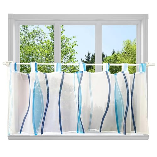 Wzhtuzi Scheibengardine, Bistrogardine mit Wellenmuster Gardine,Kurzgardine Kurz Modern Voile, Scheibengardine Transparenter 45x90cm Weiß 1er Pack Wzhtuzi Scheibengardine, Bistrogardine mit Wellenmuster Gardine,Kurzgardine Kurz Modern Voile, Scheibengardine Transparenter 45x90cm Weiß 1er Pack von Wzhtuzi