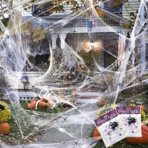 Wzone 200g Spinnennetz mit 60 Spinnen – Dehnbare Halloween Deko für Innen & Außen, Gruselige Spinnweben Deko für Garten, Haus & Party Wzone 200g Spinnennetz mit 60 Spinnen – Dehnbare Halloween Deko für Innen & Außen, Gruselige Spinnweben Deko für Garten, Haus & Party von Wzone
