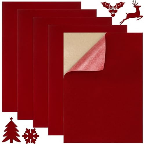 Wzone 5 Stück Samt Selbstklebend, 30×21cm Samtstoff, Samtstoff Rot für Schmuckkästchen, Schublade und DIY Handwerk Wzone 5 Stück Samt Selbstklebend, 30×21cm Samtstoff, Samtstoff Rot für Schmuckkästchen, Schublade und DIY Handwerk von Wzone