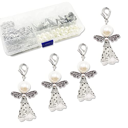 Wzong 50 Sets Schutzengel Charms Schlüsselanhänger Set Engelsperlen Flügel Bastelset Hochzeitsdekoration Baby Shower Crafts Geschenke, Silber Wzong 50 Sets Schutzengel Charms Schlüsselanhänger Set Engelsperlen Flügel Bastelset Hochzeitsdekoration Baby Shower Crafts Geschenke, Silber von Wzong