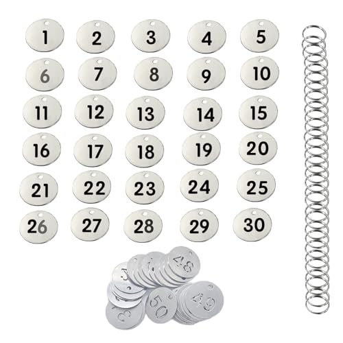 Nummerierte Edelstahl-Etiketten, runde Metall-Schlüsselanhänger, ID-Tags mit Ringen (1–50) von Wzttdm