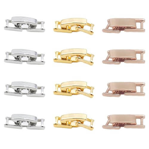Wzttdm 12 Stück Metall-Armband-Verlängerungs-Verschlüsse, Falt-Verlängerung, Schmuck-Verschlüsse, Endkappen, Uhrenarmband-Verschluss, 18 Karat vergoldet, Faltschließe für Damen, Halskette, Armband Wzttdm 12 Stück Metall-Armband-Verlängerungs-Verschlüsse, Falt-Verlängerung, Schmuck-Verschlüsse, Endkappen, Uhrenarmband-Verschluss, 18 Karat vergoldet, Faltschließe für Damen, Halskette, Armband von Wzttdm