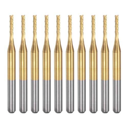 Wzxksoac 10 Stück Titanbeschichtete Hartmetall-Schaftfräser, Gravurfräser, CNC-Fräser für Leiterplattenmaschinen, 1/8 Schaft 1,4 mm Wzxksoac 10 Stück Titanbeschichtete Hartmetall-Schaftfräser, Gravurfräser, CNC-Fräser für Leiterplattenmaschinen, 1/8 Schaft 1,4 mm von Wzxksoac