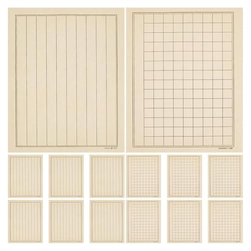 Wzxksoac 100 Blatt Chinesisches Kalligraphie-Papier mit 2 Stilrastern, Japanisches Sumi-Papier, Pinsel-Tinten-Kalligraphie für Anfänger von Wzxksoac