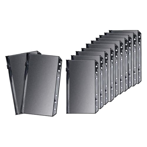 Wzxksoac 12 Stück Schwarze A6 Binder PVC Bargeldumschläge Budget Geld Reißverschlussbeutel Wiederverwendbare Umschläge für Bargeld 1 Gitter von Wzxksoac