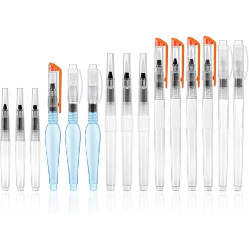Wzxksoac 15PCS Aquarellstifte, 7 Größen Von Aquarellpinseln, Nachfüllbare Aquarellpinsel, für Aquarelle, Gouache von Wzxksoac