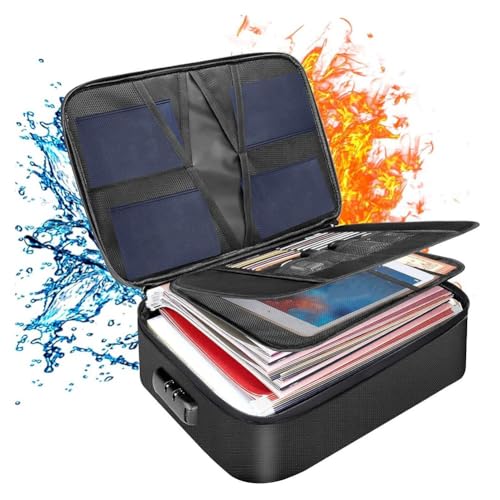 Wzxksoac Feuerfester Wasserdichter Dokumentenorganizer mit Schloss, Tragbare Aufbewahrungsbox für Wichtige Unterlagen, Reisebereite Tasche von Wzxksoac