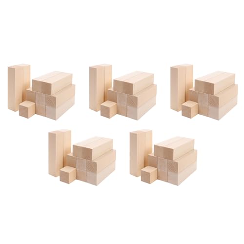 Wzxksoac Große Schnitzholzblöcke (50 Stück), 10,2 x 2,5 x 2,5 cm, unlackiertes Lindenholz, Projekt-Bastelset, Bastelset für Anfänger von Wzxksoac
