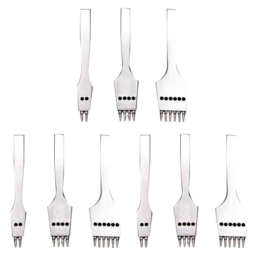 Wzxksoac Lederstanzer, 4 mm, rundes Loch, Lederstanzer, abnehmbare Naht, Meißel, Werkzeug-Set, 9 Stück Wzxksoac Lederstanzer, 4 mm, rundes Loch, Lederstanzer, abnehmbare Naht, Meißel, Werkzeug-Set, 9 Stück von Wzxksoac