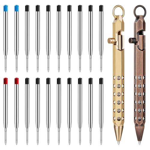 Wzxksoac Sechseckiger Massiver Messing -Kugelschreiber-Set - 2er-Pack mit 20 Nachfüllstreifen B für Kugelschreiber von Wzxksoac