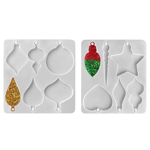 Wzxksoac Weihnachtsornament-Formen für Harz, Kugeln-Silikonformen, Runde Sternbirnen-Ornament-Harzform, Einfach zu Verwenden von Wzxksoac
