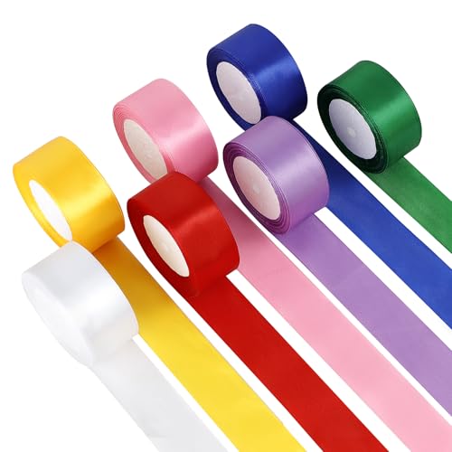 7 Farben Satinband 40mm, Bänder für Geschenkver Packungen, Doppelseitige Bänder Weihnachtsband, Geschenkband für Hochzeit, Haarband, Basteln, Luftballons, Schleifen, Valentinstag, Party dekorationen 7 Farben Satinband 40mm, Bänder für Geschenkver Packungen, Doppelseitige Bänder Weihnachtsband, Geschenkband für Hochzeit, Haarband, Basteln, Luftballons, Schleifen, Valentinstag, Party dekorationen von X-BLTU