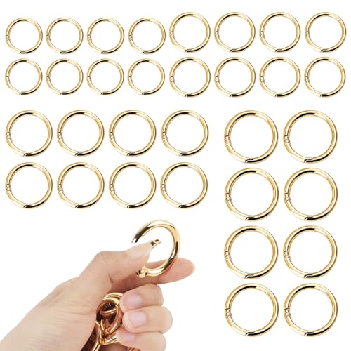 X-BLTU 32 Stück Karabiner Rund, O Ringe Runde Karabiner Clip 20/24/27.6/34mm, Praktisches Karabiner- Design Handwerk DIY Zubehör Hellgold für Schlüsselanhänger Ringe, Schlüsselketten, Geldbörse X-BLTU 32 Stück Karabiner Rund, O Ringe Runde Karabiner Clip 20/24/27.6/34mm, Praktisches Karabiner- Design Handwerk DIY Zubehör Hellgold für Schlüsselanhänger Ringe, Schlüsselketten, Geldbörse von X-BLTU