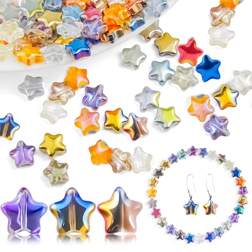 Glas-Sternperlen, Sternform, Kristall-Abstandshalter, galvanisiert, gemischte Farben, Sternperlen für Bastelarbeiten, Schmuck, Armbänder, Halsketten, Ohrringe, 300 Stück Glas-Sternperlen, Sternform, Kristall-Abstandshalter, galvanisiert, gemischte Farben, Sternperlen für Bastelarbeiten, Schmuck, Armbänder, Halsketten, Ohrringe, 300 Stück von X Hot Popcorn