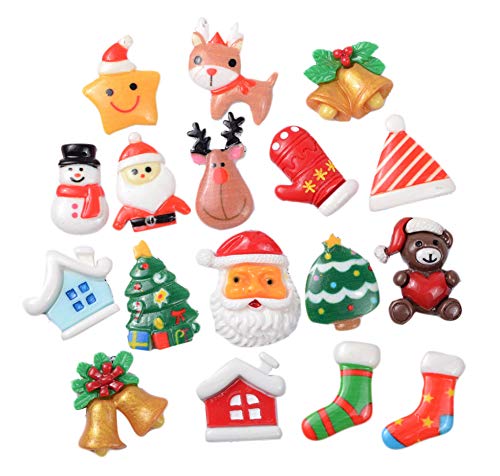 100 Stück Weihnachts-Knöpfe mit flacher Rückseite, Cartoon-Baum, Kunstharz, Verzierungen für Scrapbooking, Handy-Dekorationen von X-Institute