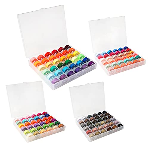 144 Stück vorgewickelte Spulenfäden mit transparenter Box, 144 Farben, Stickgarn, Nähgarn, helle Farben, verblasst nicht leicht, Nähgarn-Set, Baumwolle für Nähmaschinen 144 Stück vorgewickelte Spulenfäden mit transparenter Box, 144 Farben, Stickgarn, Nähgarn, helle Farben, verblasst nicht leicht, Nähgarn-Set, Baumwolle für Nähmaschinen von X-Institute