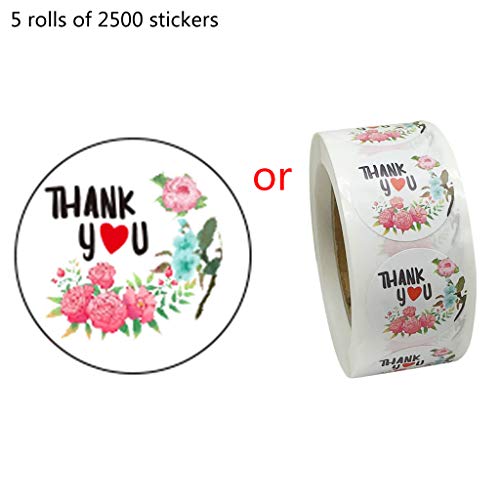 2500 Stück Blumen-Dankesaufkleber, 2,5 cm, für Hochzeit, handgefertigter Umschlag 2500 Stück Blumen-Dankesaufkleber, 2,5 cm, für Hochzeit, handgefertigter Umschlag von X-Institute
