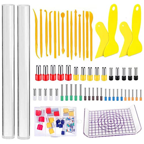61-teiliges Ton-Werkzeug-Set, runde Tonschneider, Acryl-Ton-Roller, Ton, Keramik, Töpferwerkzeuge, für Schmuckherstellung, Ton, Keramik, Modellierwerkzeug-Set mit Rollschneidern, Etui für Kinder 61-teiliges Ton-Werkzeug-Set, runde Tonschneider, Acryl-Ton-Roller, Ton, Keramik, Töpferwerkzeuge, für Schmuckherstellung, Ton, Keramik, Modellierwerkzeug-Set mit Rollschneidern, Etui für Kinder von X-Institute