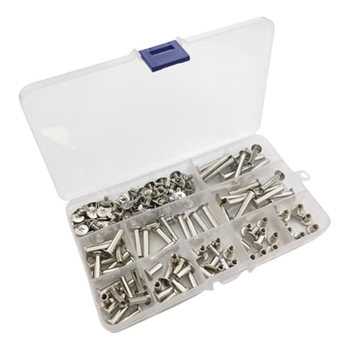 90 Sets Ledernieten, verschiedene Schrauben, Nieten, Schrauben, Edelstahl, Schraubpfosten, Bindeschrauben für Lederhandwerk 90 Sets Ledernieten, verschiedene Schrauben, Nieten, Schrauben, Edelstahl, Schraubpfosten, Bindeschrauben für Lederhandwerk von X-Institute