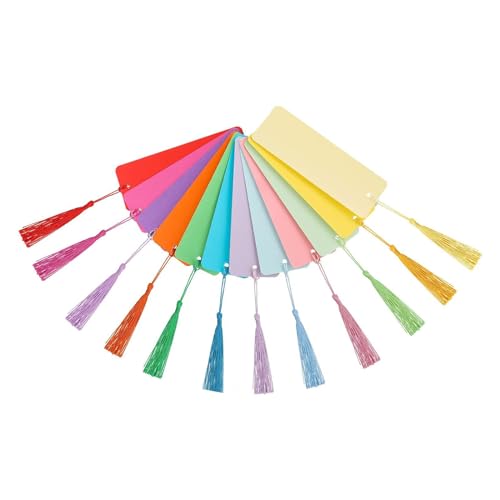 Blanko-Papier-Lesezeichen, rechteckig, zum Aufhängen, Etikett mit bunten Quasten für Projekte Blanko-Papier-Lesezeichen, rechteckig, zum Aufhängen, Etikett mit bunten Quasten für Projekte von X-Institute