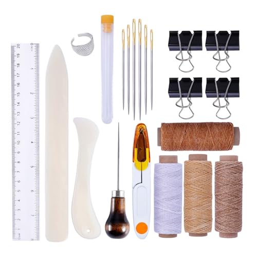 Leder-Handwerkzeug-Set zum Nähen, Nähen, Stempeln, Schnitzen, Lederarbeiten, grundlegende Leder-Nähwerkzeuge, Leder-Nähwerkzeuge, Lederarbeitswerkzeuge, Lederhandnähwerkzeuge, Leinen-Ahle Leder-Handwerkzeug-Set zum Nähen, Nähen, Stempeln, Schnitzen, Lederarbeiten, grundlegende Leder-Nähwerkzeuge, Leder-Nähwerkzeuge, Lederarbeitswerkzeuge, Lederhandnähwerkzeuge, Leinen-Ahle von X-Institute