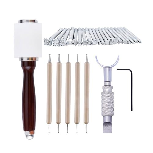 Leder-Stempelwerkzeug, Lederschnitzerei, Prägewerkzeuge, Lederhandwerksstempel-Set, T-Form, Lederhandwerk, Hammer, Leder-Stempel-Set, Lederhandwerk, Stanzwerkzeuge, professionelles Leder-Stempelset Leder-Stempelwerkzeug, Lederschnitzerei, Prägewerkzeuge, Lederhandwerksstempel-Set, T-Form, Lederhandwerk, Hammer, Leder-Stempel-Set, Lederhandwerk, Stanzwerkzeuge, professionelles Leder-Stempelset von X-Institute