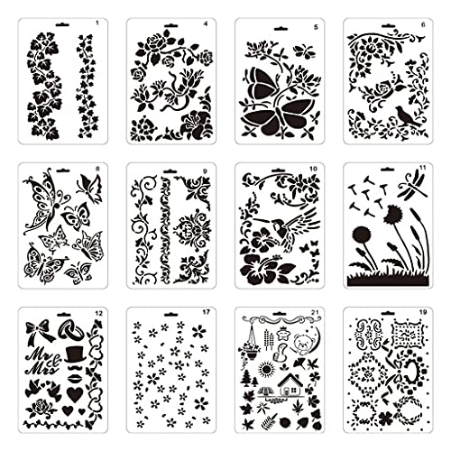Malschablonen für Kinder, ausgehöhlte Blumen, Schmetterlinge, Vögel, 12 Stück Malschablonen für Kinder, ausgehöhlte Blumen, Schmetterlinge, Vögel, 12 Stück von X-Institute