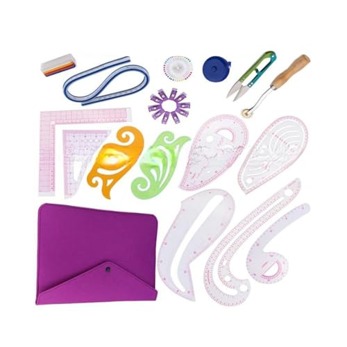 Transparentes Nählineal-Set für Anfänger, Schneider, Kurvenlineal für Musterherstellung, modische Designs, Anleitungen, Stoff, klare Skalenwerkzeuge Transparentes Nählineal-Set für Anfänger, Schneider, Kurvenlineal für Musterherstellung, modische Designs, Anleitungen, Stoff, klare Skalenwerkzeuge von X-Institute