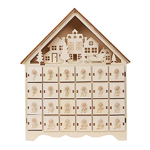 Weihnachts-Countdown-Dekor aus Holz, 24 Schubladen für W/LED L von X-Institute