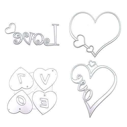 X-Institute 4 Stück Stanzformen Herz Stanzformen Liebe Herz Schablonen Vorlagen für Scrapbooking Valentinstag Handwerk von X-Institute