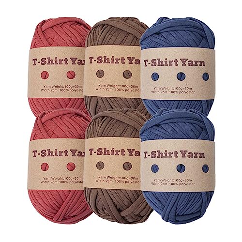 X-Institute 6 Rollen dickes Strickgarn, elastischer Stoff, T-Shirt, Garn, Spaghetti-Garn für Handtasche, Decke, Kissen, Häkeln, Strickgarn X-Institute 6 Rollen dickes Strickgarn, elastischer Stoff, T-Shirt, Garn, Spaghetti-Garn für Handtasche, Decke, Kissen, Häkeln, Strickgarn von X-Institute