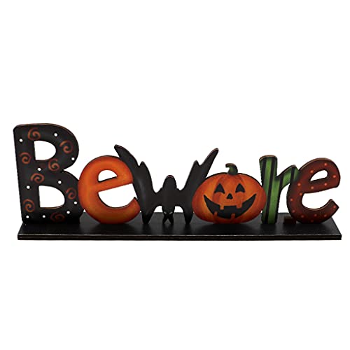 X-Institute Halloween-Tischdekoration aus Holz, mit Aufschrift "Beware Letters", Cartoon-Kürbis-Schild, Bauernhaus, Urlaub, Party, Tablett, Desktop-Ornament X-Institute Halloween-Tischdekoration aus Holz, mit Aufschrift "Beware Letters", Cartoon-Kürbis-Schild, Bauernhaus, Urlaub, Party, Tablett, Desktop-Ornament von X-Institute