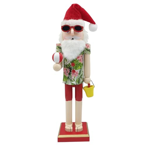 X-Institute Handgefertigte Nussknacker-Figuren aus Holz, Strand-Thema, Weihnachtsdekoration, 38 cm, festliche Holzfiguren von X-Institute
